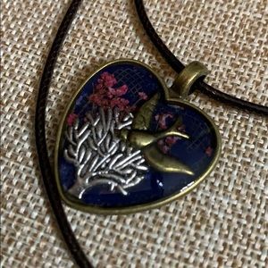 Bird Resin Heart Pendant Necklace New